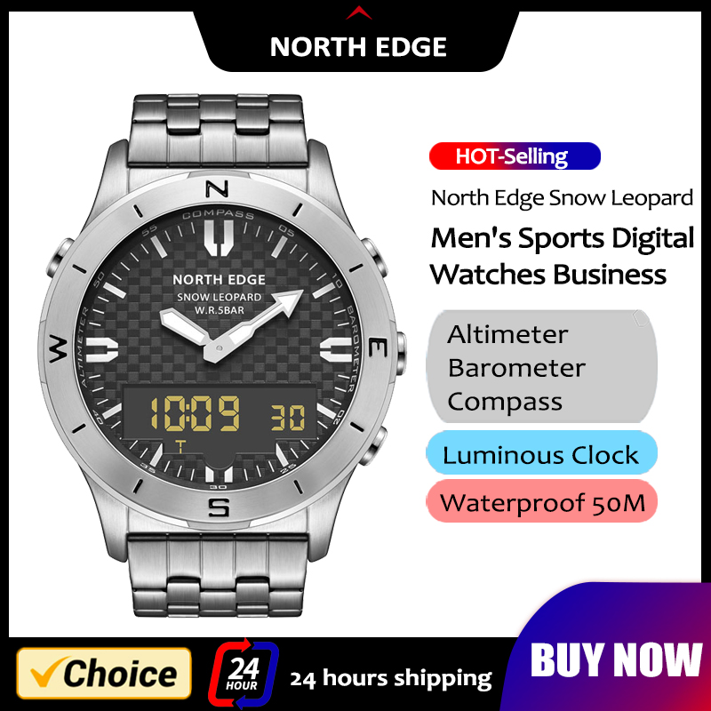 Hybrid Smartwatch - NORTH EDGE jam tangan Digital olahraga