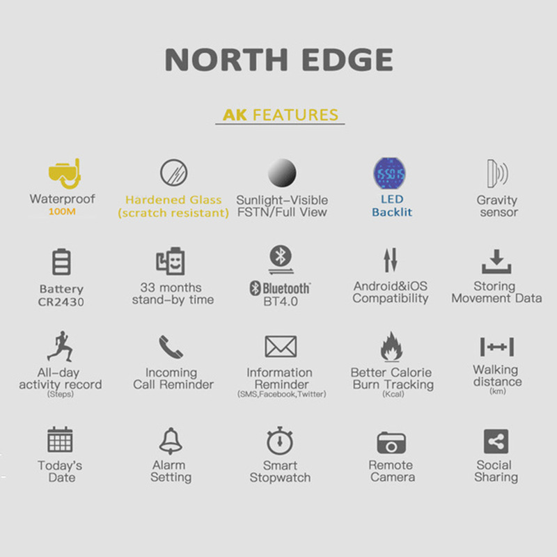 NORTH EDGE AK 100M Jam Tangan  - Smartwatch Watches For Men Digital ulasan dan harga