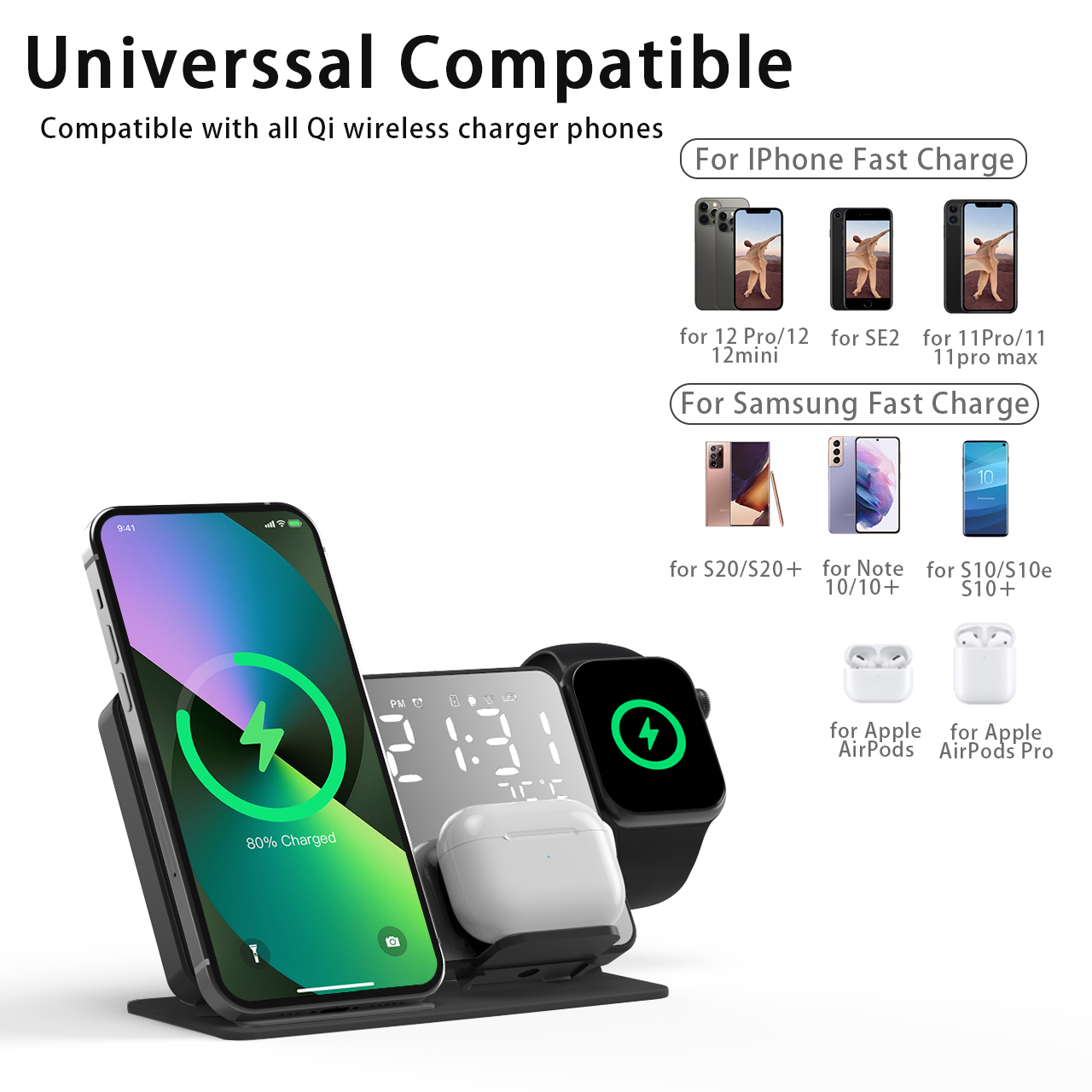 Pengisi Daya Nirkabel 3 In 1 u - Smartwatch Watches Digital ulasan dan harga