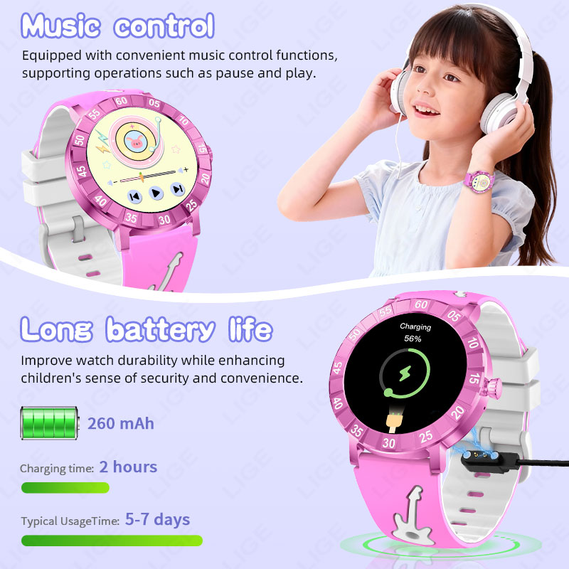 LIGE Jam Tangan Pintar Anak HR - Smartwatch Watches Useful Gift For Boys ulasan dan harga