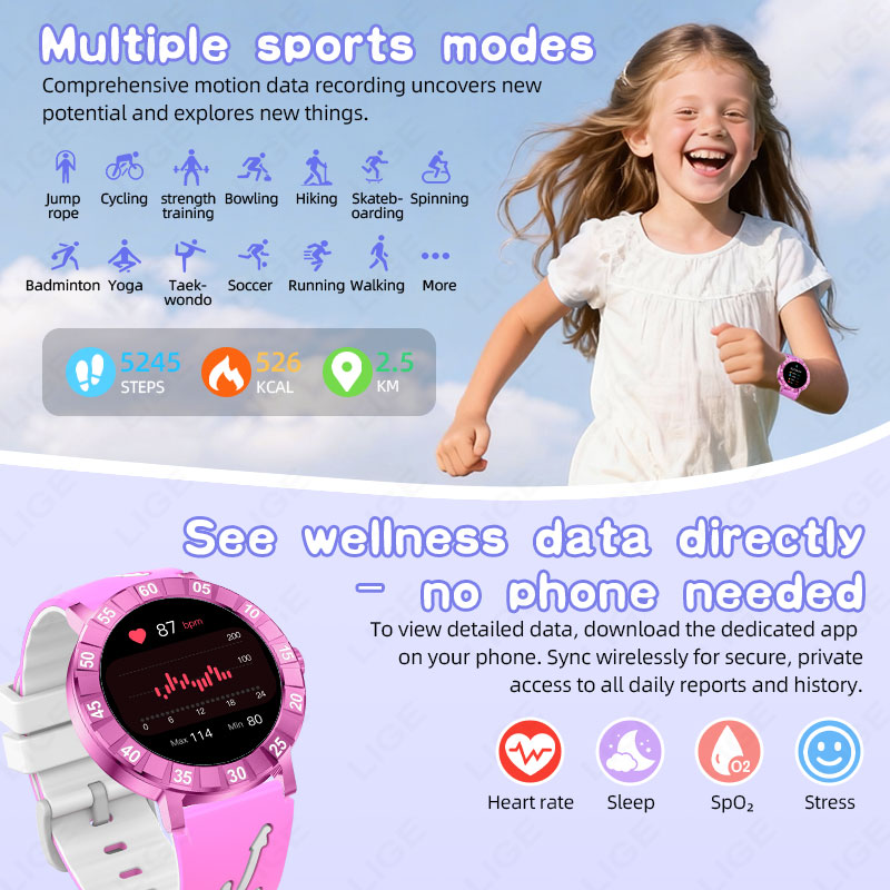 LIGE Jam Tangan Pintar Anak HR - Smartwatch Watches Useful Gift For Boys ulasan dan harga